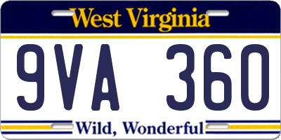 WV license plate 9VA360