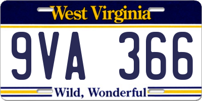 WV license plate 9VA366