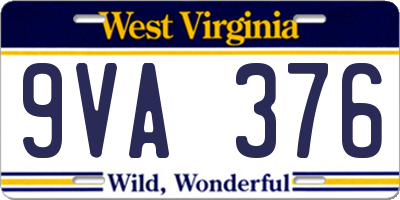 WV license plate 9VA376