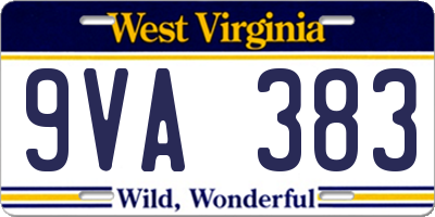 WV license plate 9VA383