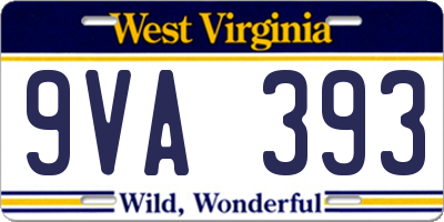 WV license plate 9VA393