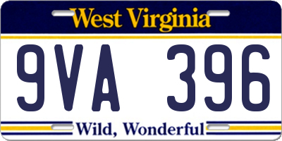 WV license plate 9VA396