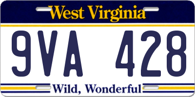 WV license plate 9VA428