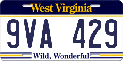 WV license plate 9VA429