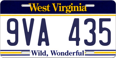 WV license plate 9VA435