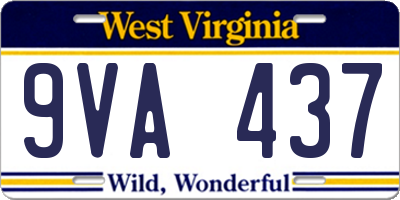 WV license plate 9VA437