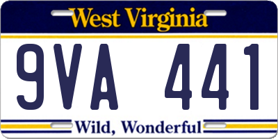 WV license plate 9VA441