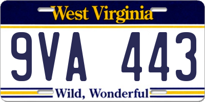 WV license plate 9VA443