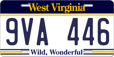 WV license plate 9VA446