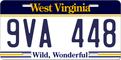 WV license plate 9VA448