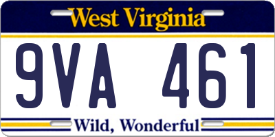 WV license plate 9VA461