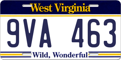 WV license plate 9VA463