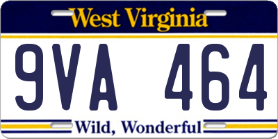 WV license plate 9VA464