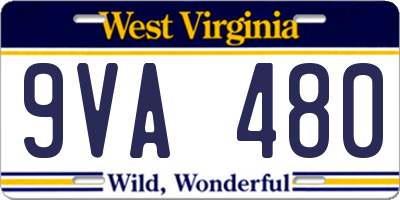 WV license plate 9VA480