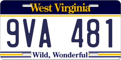 WV license plate 9VA481