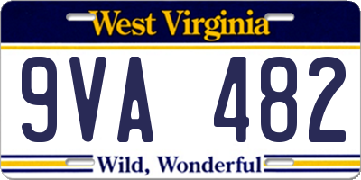 WV license plate 9VA482