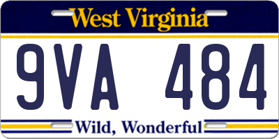 WV license plate 9VA484