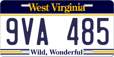 WV license plate 9VA485