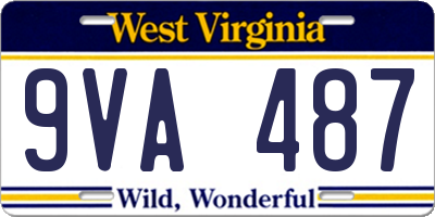 WV license plate 9VA487