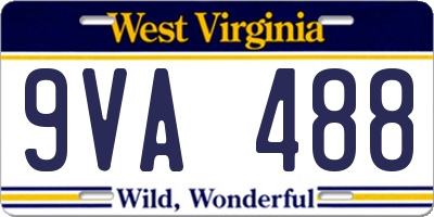 WV license plate 9VA488
