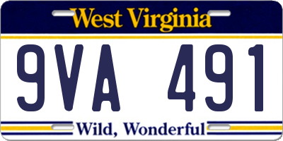 WV license plate 9VA491