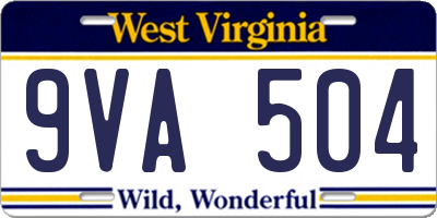 WV license plate 9VA504