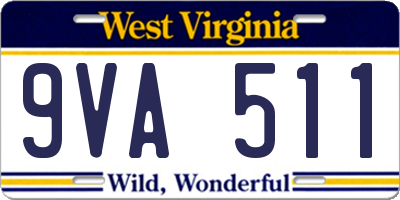 WV license plate 9VA511