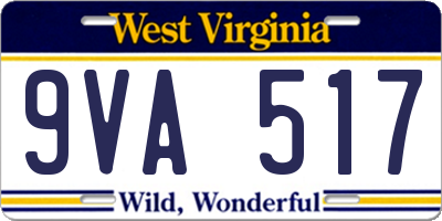 WV license plate 9VA517