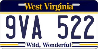 WV license plate 9VA522