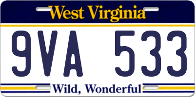 WV license plate 9VA533