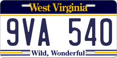 WV license plate 9VA540
