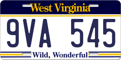 WV license plate 9VA545