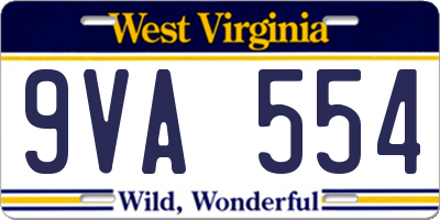 WV license plate 9VA554