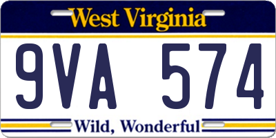 WV license plate 9VA574