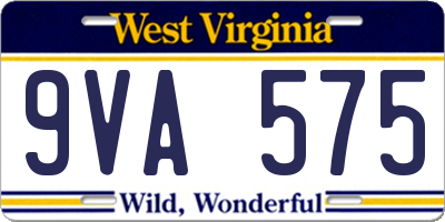 WV license plate 9VA575