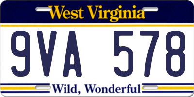WV license plate 9VA578