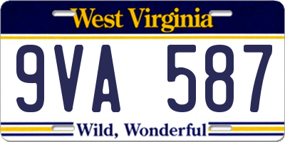 WV license plate 9VA587
