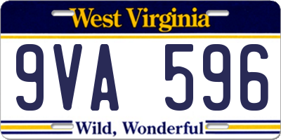 WV license plate 9VA596