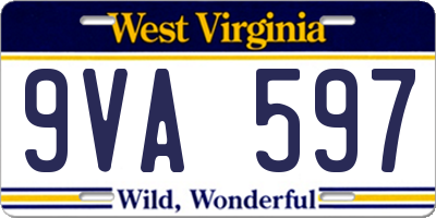 WV license plate 9VA597
