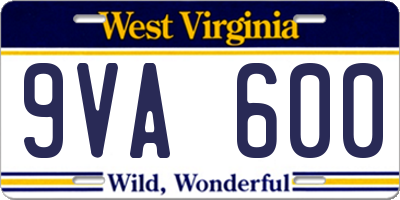 WV license plate 9VA600