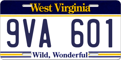 WV license plate 9VA601