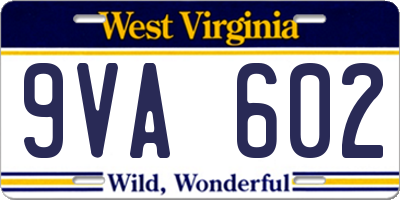 WV license plate 9VA602
