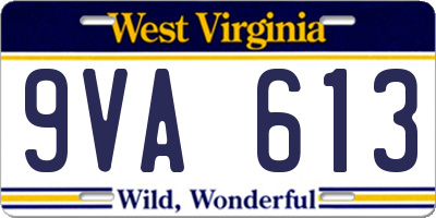 WV license plate 9VA613