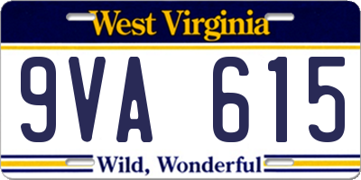 WV license plate 9VA615