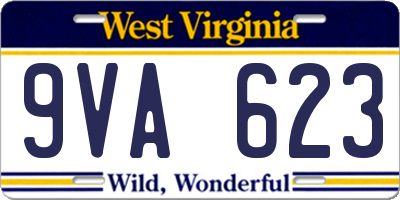 WV license plate 9VA623