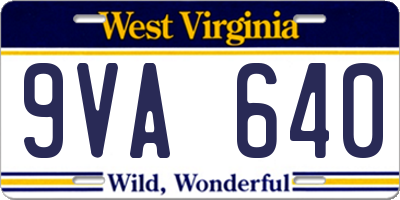 WV license plate 9VA640