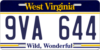 WV license plate 9VA644