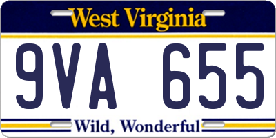 WV license plate 9VA655