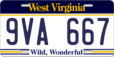 WV license plate 9VA667