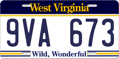 WV license plate 9VA673